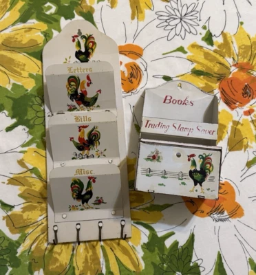 Portacartas/cartas de gallo de metal vintage de los años 50 y porta libros Foto 1 de 4