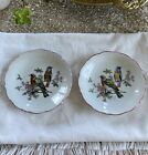 Vintage Set Of 2 Porcelain Bird Floral Small Plates Saucers 4 3/4” Wide