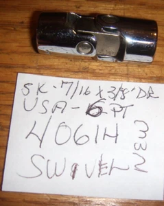 S-K NEW 7/16 "X 3/8" DR 12 PT SWIVEL # 40614 USA CHROME - Foto 1 di 1