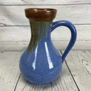 Vintage Pigeon Forge Pottery Pitcher unsigned Ferguson Brown Drip Glaze Blue - Picture 1 of 11