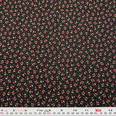 Cerezas Mary Engelbreit Cranston 2002 de colección sobre algodón negro por media yarda Foto 1 de 2