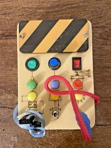 Polkrane Wooden Busy Board w/Switches, LED Lights, Buttons Fidget Toy Autism - Picture 1 of 6