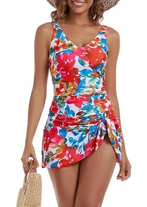 One Piece Swim Dress Swimsuits for Women Tummy Control Swimdress Size Small - Picture 1 of 10