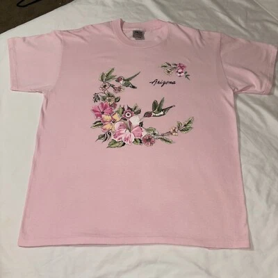 Camiseta De Colección Años 90 Brillo Colibríes Floral XL ROSA Nueva Sin Etiquetas. Power50+ Foto 1 de 4