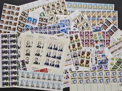 Unused 100 of Multiples & Strips & Singles of 22¢ US Postage Stamps USA FV $22 - Image 1 of 4