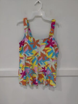 Nuevo con etiquetas Traje de baño Tankini Lands' End para mujer con cuello redondo aleteado talla 2X $85 3D149 Foto 1 de 2