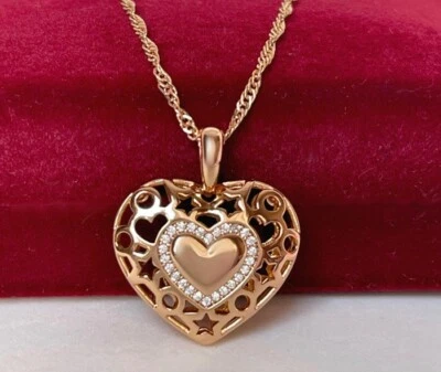 Deluxe Halskette Collier Herz Anhänger Zirkonia 750er Gold 18K vergoldet Damen - Bild 1 von 4