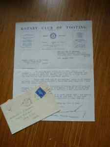 WW2 Historical Letter ROTARY CLUB Tooting to Auxiliary Trawler Fort Rose ! Battl