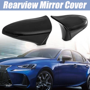 2x Gloss Black Horn Rearview Mirror Cover Cap Shell Fits Lexus IS ES GS RC CT LS - Bild 1 von 11