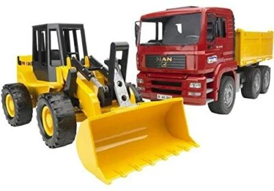 Bruder MAN Tipping Truck With Wheeled Loader 1:16 Scale Model Toy - Image 1 of 2
