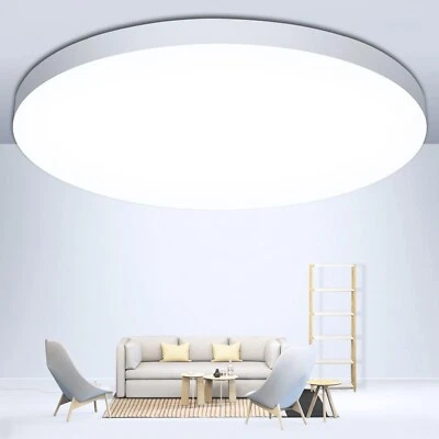 Plafoniera da Soffitto LED 48W 72W Design Tondo Piatta Slim Bianco IP44 Interni - Immagine 1 di 4