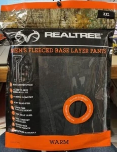 Realtree Men's Fleeced Base Layer Pants - XXL - Black - Picture 1 of 2