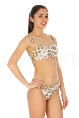 NUEVO CON ETIQUETAS RRP£199 CONJUNTO DE BIKINI MARYAN MEHLHORN ORO BLANCO UK8 D COPA CORREAS EXTRAÍBLES Foto 1 de 4