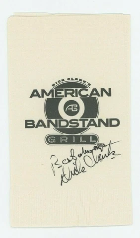 Autographed Napkin by Dick Clark Host American Bandstand Music Icon Cover