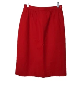 Miss Pendleton Skirt Womens 10 Vintage Red Wool Midi Straight Pockets Lined - Picture 1 of 11