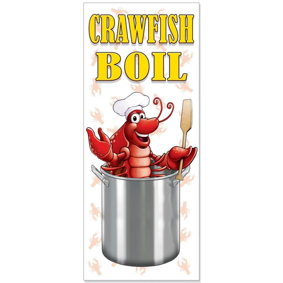 Crawfish Boil All-Weather Door Cover 30" x 6' Plastic Crawfish Party Decoration - Image 1 of 1
