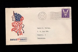 WWII Patriotic Flag America Is Awake 1944 Littleton NH Cover & Note 4p - Picture 1 of 3