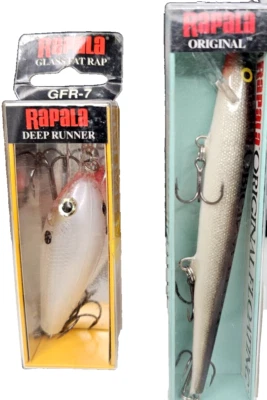 Rapala Original Flotante F-13 Plata Minnow Y GFR-7 Vidrio Fat Rap Shad Foto 1 de 4