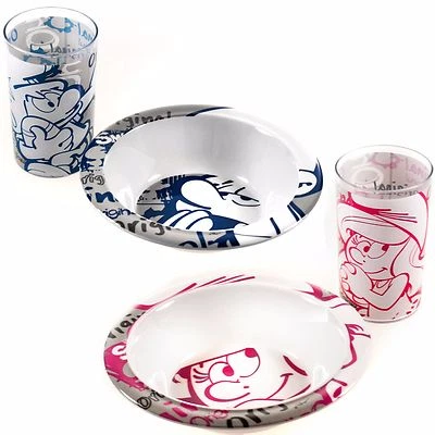 "Die Schlümpfe" Geschirr Set, Teller & Becher,Pink oder Blau - Bild 1 von 4