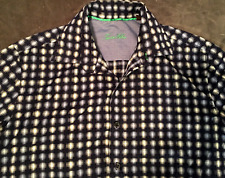 Tasso Elba Button Up Shirt Retro Geometric Men's Size M 15 15 1/2  Long Sleeve