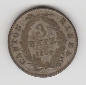 BASEL BASILEA SVIZZERA 3 BATZ ARGENTO 1809 #ARG - Imagen 1 de 2