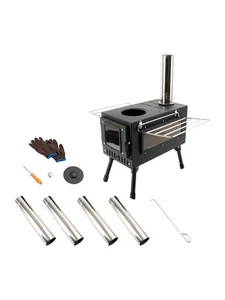 🚀Outdoor Tragbares Zelt Camping Holzofen mit Rohr für Zelt Kochen - Bild 1 von 15
