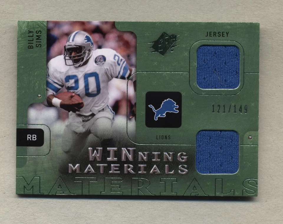 2009 SPx Winning Materials Billy Sims Dual Jersey (Lions) # 121/149 - Image 1 of 1