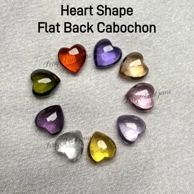 Heart Shape Flat Bottom Cabochon Multicolor Zircon Loose Gems For Necklace DIY - Image 1 of 4