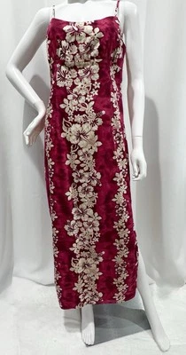 Royal Creations Hawaiian Dress Womens Large Burgundy Red Beige Tropical Floral - Image 1 of 4