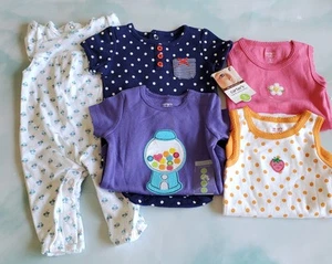 Carters Bodysuits Baby Girl Size 0-3 3 Months Onepiece 4pcs New - Picture 1 of 3