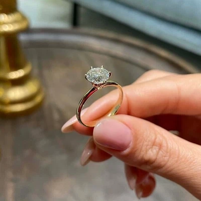 Anillo de boda de diamantes redondo de 1 quilate certificado por IGI GIA platino sólido real 950 Foto 1 de 4