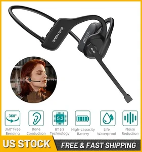 Cuffie Bluetooth Orecchio Aperto Cuffie Wireless con Boom Cancellazione Rumore Mic US - Foto 1 di 19