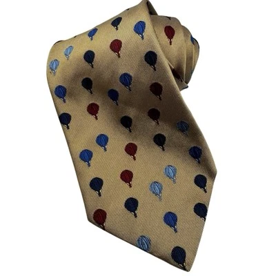 Corbata de seda dorada con tema globo aerostático Paul Fredrick Foto 1 de 4