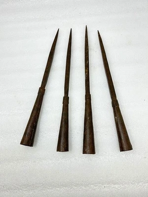 Ancient Iron Hand Forged War Weapon Spear Head Old Iron Mughal Period Bhala 4 Pc - Image 1 of 4