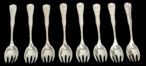 TIFFANY & CO WAVE EDGE 8 STERLING SILVER 5 7/8" ICE CREAM FORKS - Picture 1 of 4