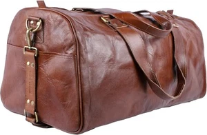 Big sell  24" Travel Overnight Bag Large Cow Leather Goat hide Duffel Weekend - Picture 1 of 3