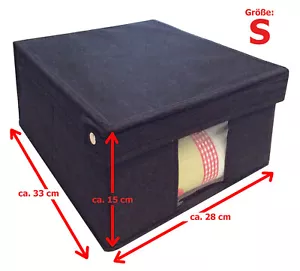 ORDNUNGSBOX MIT DECKEL / stabile Kartonage / Vliesbezug / schwarz / 3 Größen - Bild 1 von 6