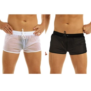 Sexy Men Quick Dry Boxer Shorts Swimwear Underwear Short Pants Drawstring - Picture 1 of 20