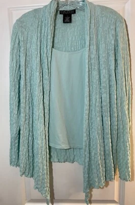 Cárdigan abierto Dialogue para mujer alto bajo y sin mangas verde menta talla M manga larga EE. UU. Foto 1 de 4