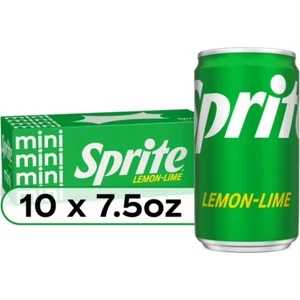 Sprite Lemon Lime Mini Soda Pop Soft Drink, 7.5 fl oz, 10 Pack Cans - Picture 1 of 10