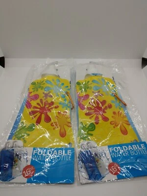 (2) Botella de agua plegable flexible reutilizable 16 oz con mosquetón Foto 1 de 2
