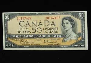 1954 $50 Dollar Bank of Canada Banknote Bill B/H 0157427 Beattie Rasminsky EF Gr - Picture 1 of 19