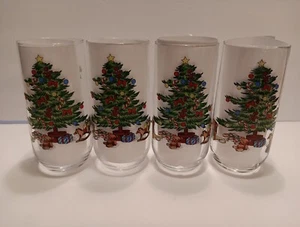 4 Tiensham Holiday Hostess Christmas Tree Glasses Tumblers 16 oz. - Picture 1 of 4
