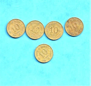 5 COINS HONG KONG  10 CENTS ELIZABETH II     1982  1983 - Picture 1 of 2