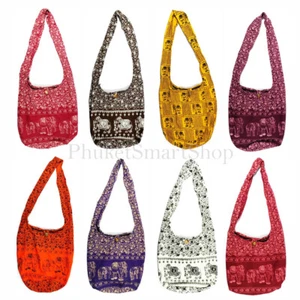 Bolso de Hombro Hobo Estampado de Elefante Bandolera Yaam Cartera Bolsa Hippie Gitano Algodón - Imagen 1 de 24