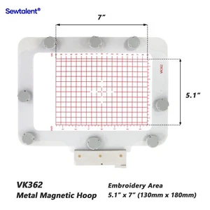 VK362 5.1"x7" Magnetic Embroidery Hoop for Husqvarna Viking Heavy Fabric Friend - Picture 1 of 6