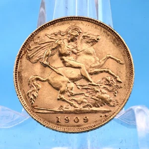 Großbritannien 1/2 Sovereign 1909 Edward VII. 3,99 Gramm 917 Gold Ss+ - Bild 1 von 2