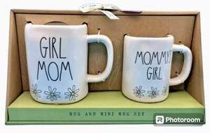 Rae Dunn "GIRL MOM/MOMMY'S GIRL" Mug and Mini Mug Set NIB - Picture 1 of 8