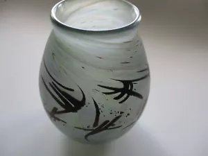 NICE CONDITION signed Nick Del Matto Art Glass Vase 2004 Asian Swirl * awesome * - Picture 1 of 10