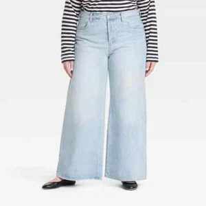 Universal Thread Jeans Mid-Rise Super Wide Leg Women's Size 22 (2X) Fly Button - Picture 1 of 3